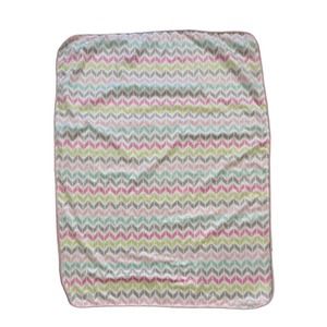 Just Born Geometric Zig Zag Chevron Pink Baby Blanket Sherpa Pastel Lovey Kids